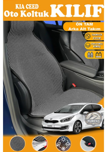 Kia Ceed Uyumlu Siyah Prestij Serisi Dokuma Kumaş Oto Koltuk Kılıfı Ön Tam Arka Alt