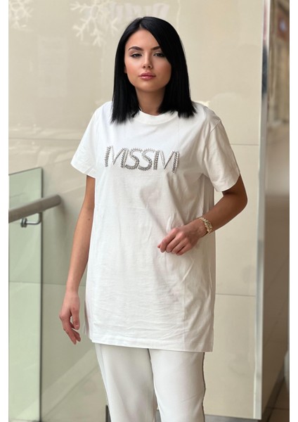4877 Mssm Taşlı Tshirt