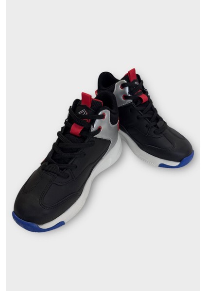 Çocuk Boğazlı Basketbol Tarzı Spor Ayakkabı Siyah modelleri