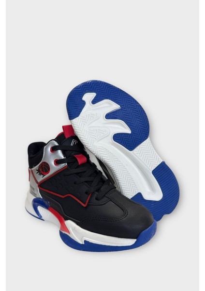 Çocuk Boğazlı Basketbol Tarzı Spor Ayakkabı Siyah indirimleri