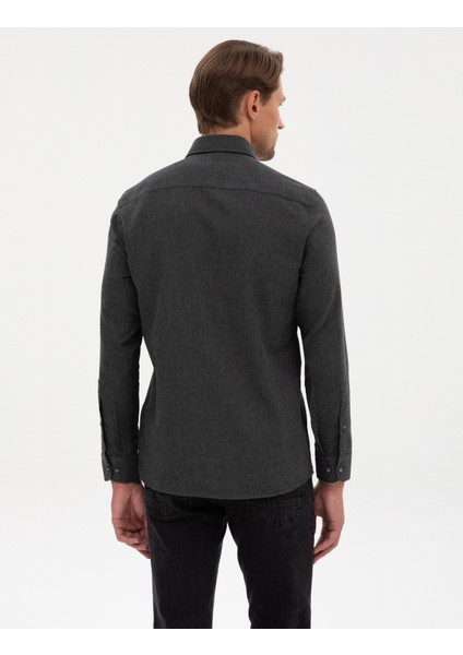 Erkek Antrasit Flanel Dokulu Slim Fit Uzun Kollu Gömlek 50316751-VR006 indirimleri