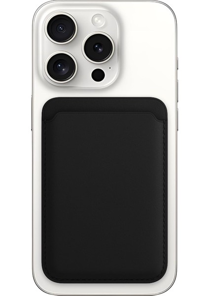 iPhone 17/16/15/14/13/12 Serisi Için Güçlü Manyetik Özellikli Magsafe Aksesuarlarıyla Uyumlu Deri Cüzdan Kartlık (Siyah)