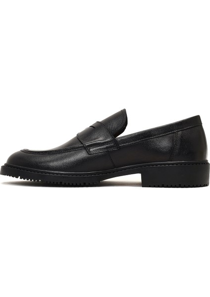 Erkek Siyah Deri Casual Loafer 25WFD603618 fiyatları