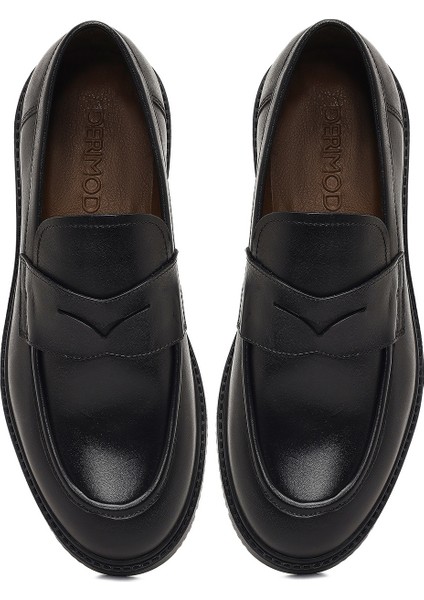 Erkek Siyah Deri Casual Loafer 25WFD603618
