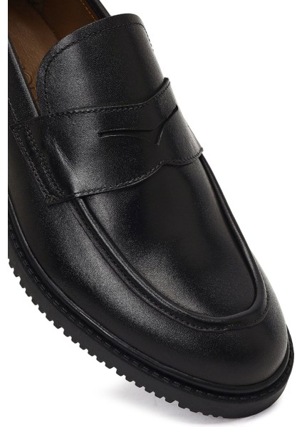 Erkek Siyah Deri Casual Loafer 25WFD603618