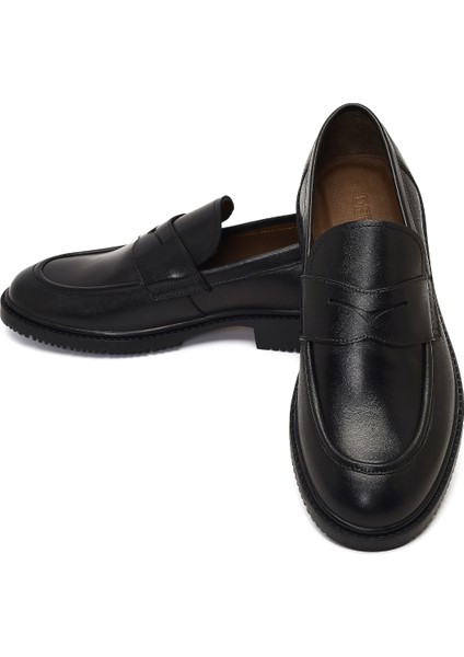 Erkek Siyah Deri Casual Loafer 25WFD603618