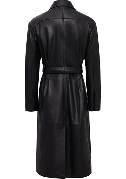 Betina Kadın Siyah Gömlek Yaka Deri Pardösü 25WGD5615U4 fiyatları