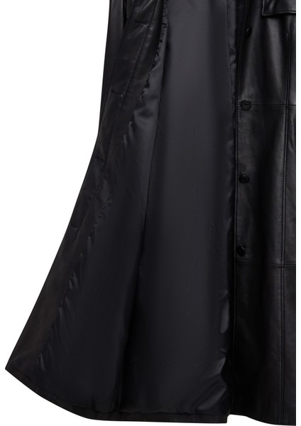 Betina Kadın Siyah Gömlek Yaka Deri Pardösü 25WGD5615U4