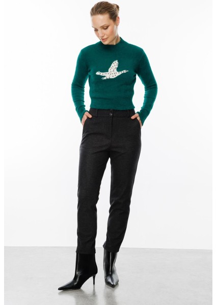 Kuş Detaylı Crop Kazak-ZÜMRÜT indirimleri