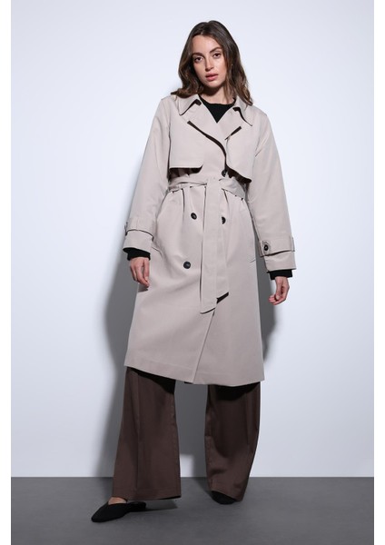 Bej Kruvaze Kemerli Kadın Trençkot fiyatları