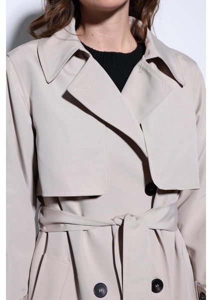 Bej Kruvaze Kemerli Kadın Trençkot indirimleri