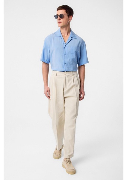 Mavi Apaş Yaka Modal Kumaş Erkek Gömlek fiyatları