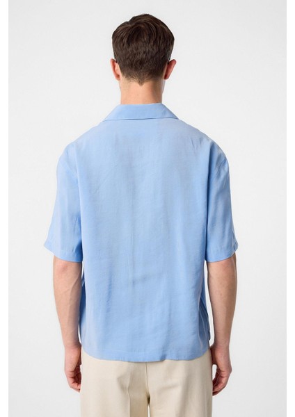 Mavi Apaş Yaka Modal Kumaş Erkek Gömlek indirimleri