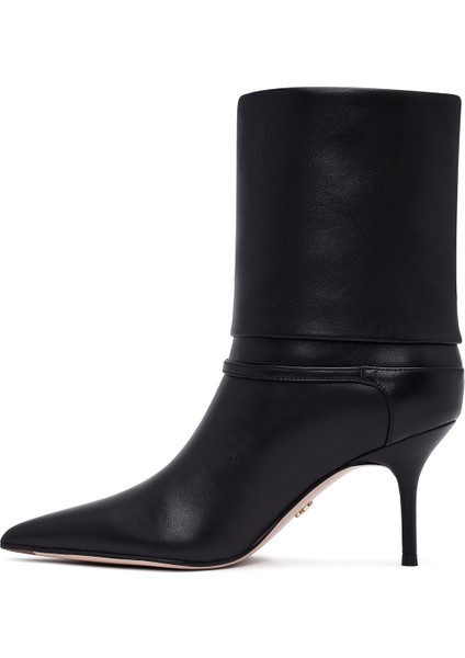 Kadın Siyah Ince Topuklu Deri Bot 25AFD490318 fırsatları