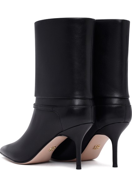 Kadın Siyah Ince Topuklu Deri Bot 25AFD490318