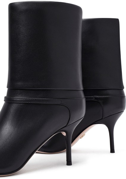 Kadın Siyah Ince Topuklu Deri Bot 25AFD490318