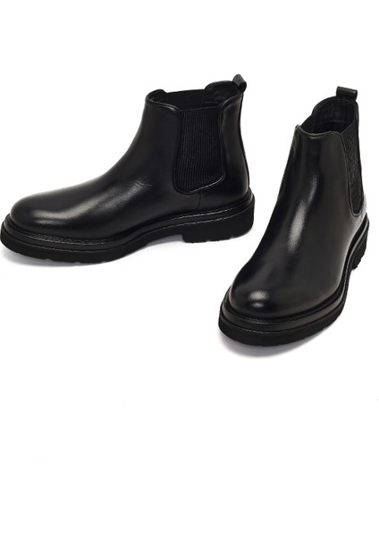 Erkek Siyah Bağcıklı Deri Chelsea Bot 25WFD722418 modelleri