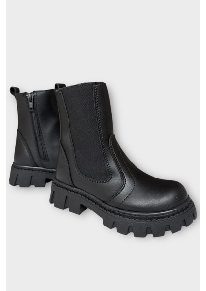 Kız Çocuk Lastik Detaylı Kalın Taban Bot Siyah fiyatları