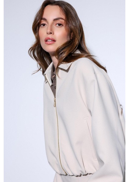 Taş Fermuarlı Bomber Kadın Ceket