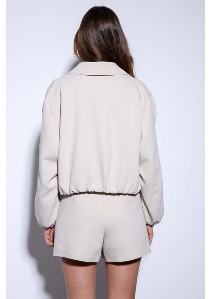 Taş Fermuarlı Bomber Kadın Ceket