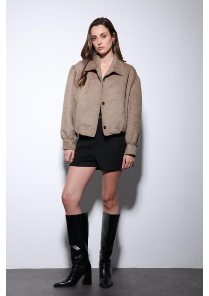 Bej Süet Görünümlü Bomber Kadın Ceket fiyatları