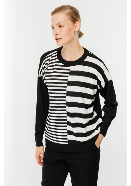 Çizgi Desenli Kazak-Siyah fiyatları