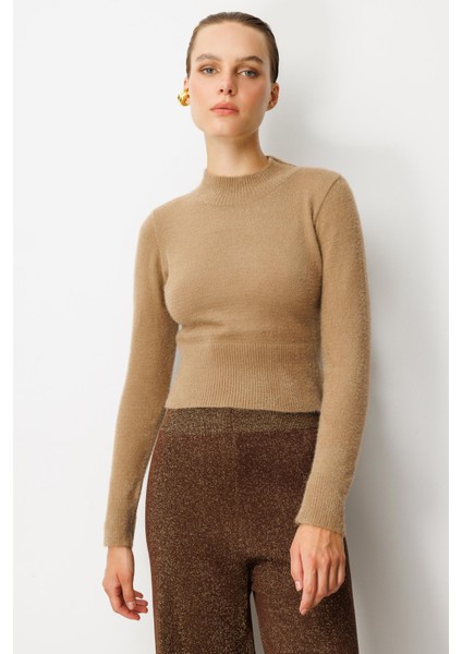 Yarım Balıkçı Kısa Triko Kazak-VİZON indirimleri