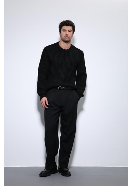 Siyah Örme Dokulu Erkek Kazak fiyatları