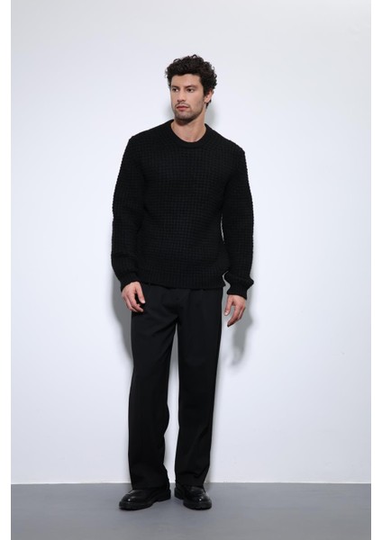 Siyah Örme Dokulu Erkek Kazak fırsatları