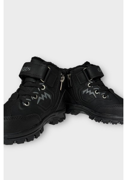 Cırtlı Fermuarlı Içi Yünlü Soğuk Geçirmez Outdoor Günlük Çocuk Bot Siyah fırsatları