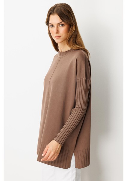 Ribana Detaylı Triko Tunik-Mokka modelleri
