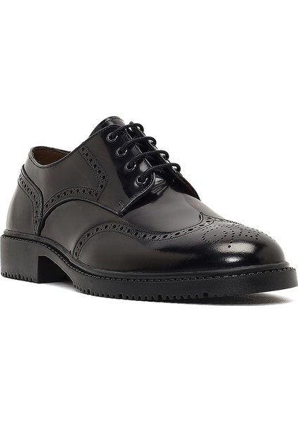 Erkek Siyah Bağcıklı Deri Casual Ayakkabı 25WFD603522