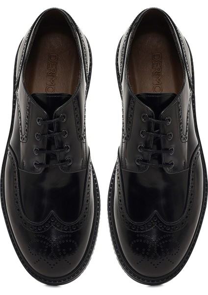 Erkek Siyah Bağcıklı Deri Casual Ayakkabı 25WFD603522