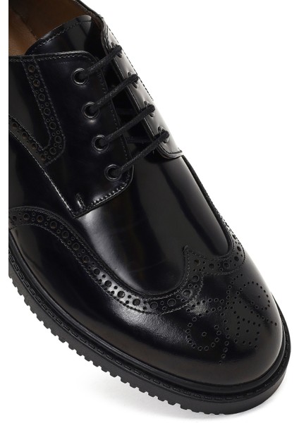 Erkek Siyah Bağcıklı Deri Casual Ayakkabı 25WFD603522