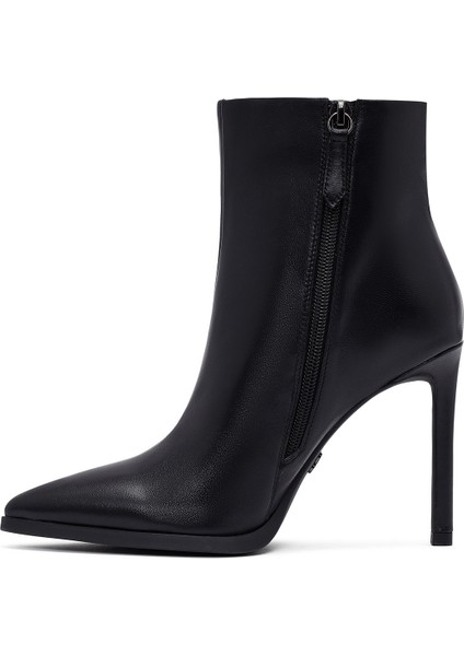 Kadın Siyah Fermuarlı Yüksek Ince Topuklu Deri Bot 25WFD491318 fırsatları
