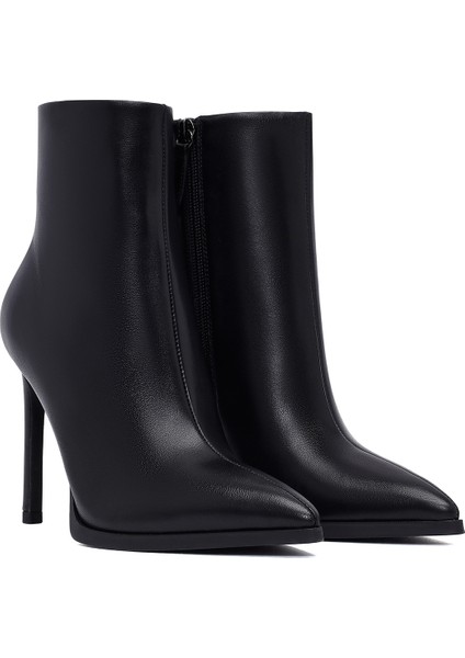 Kadın Siyah Fermuarlı Yüksek Ince Topuklu Deri Bot 25WFD491318 indirimleri