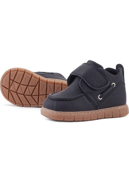 Hakiki Deri Siyah Cırt Cırtlı Bebek Bot