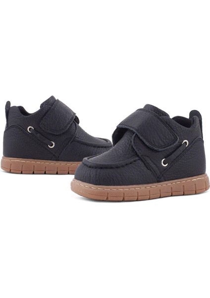 Hakiki Deri Siyah Cırt Cırtlı Bebek Bot