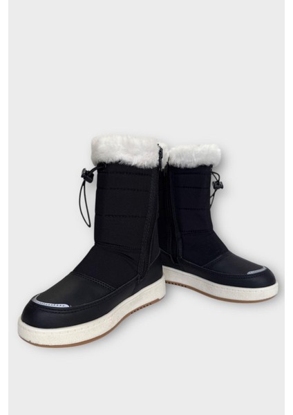 Su İtici Ayarlı Bağcıklı Kürklü Kız Çocuk Botu SİYAH modelleri