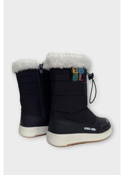 Su İtici Ayarlı Bağcıklı Kürklü Kız Çocuk Botu SİYAH indirimleri