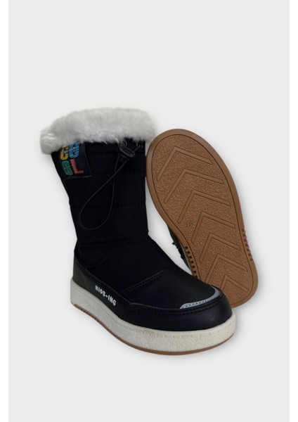 Su İtici Ayarlı Bağcıklı Kürklü Kız Çocuk Botu SİYAH