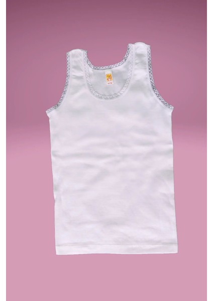 332X6 Kız Çocuk 6'lı %100 Pamuk, Penye Ribana Dantelli Atlet-Beyaz fiyatları
