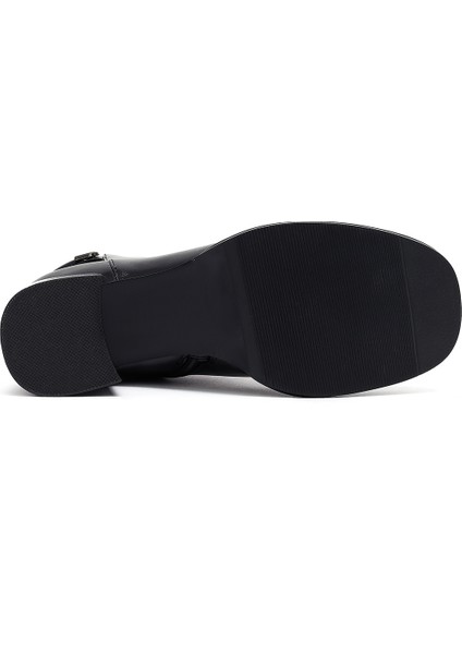 Kadın Siyah Fermuarlı Kalın Topuklu Bot 25WFE402018