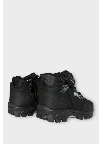 Cırtlı Fermuarlı Içi Yünlü Soğuk Geçirmez Outdoor Günlük Çocuk Bot Siyah - Beyaz indirimleri