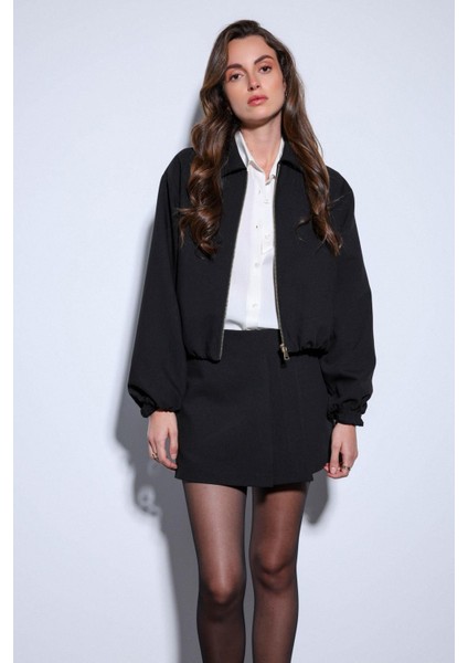 Siyah Fermuarlı Bomber Kadın Ceket fiyatları