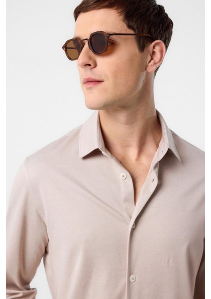 Bej Slim Fit Erkek Gömlek fırsatları