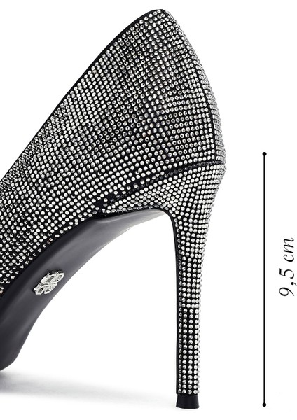 Kadın Siyah Taşlı Ince Topuklu Deri Stiletto 25WFD4910TS fiyatları
