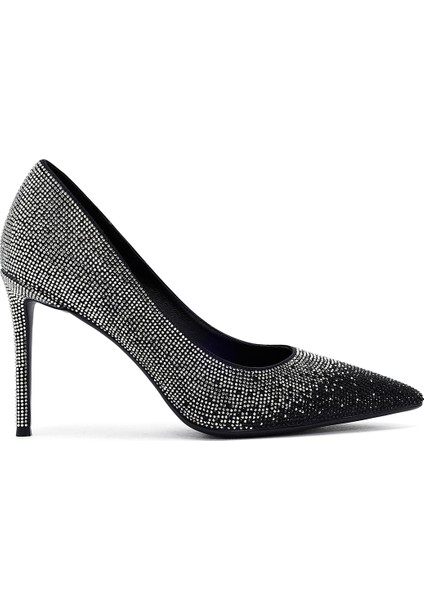 Kadın Siyah Taşlı Ince Topuklu Deri Stiletto 25WFD4910TS fırsatları
