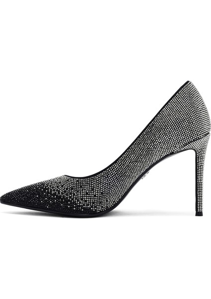Kadın Siyah Taşlı Ince Topuklu Deri Stiletto 25WFD4910TS indirimleri