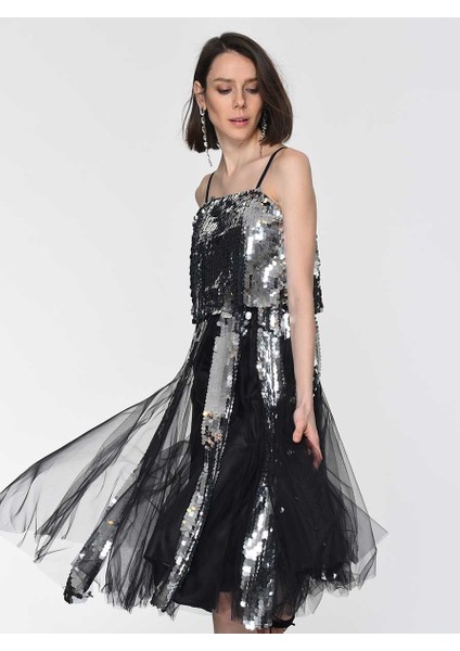 Asklı Payetli Tüllü Gece Elbisesi Gümüş Y1911337_078 fiyatları